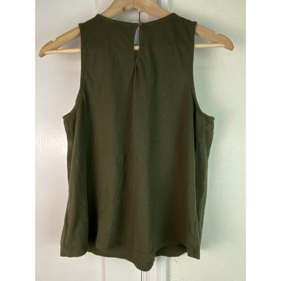 Lucky Brand Women's S Olive Green Crochet Lace Relaxed Tank Top - Picture 3 of 8
